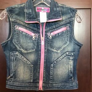 Girls Aeroblu Denim Vest